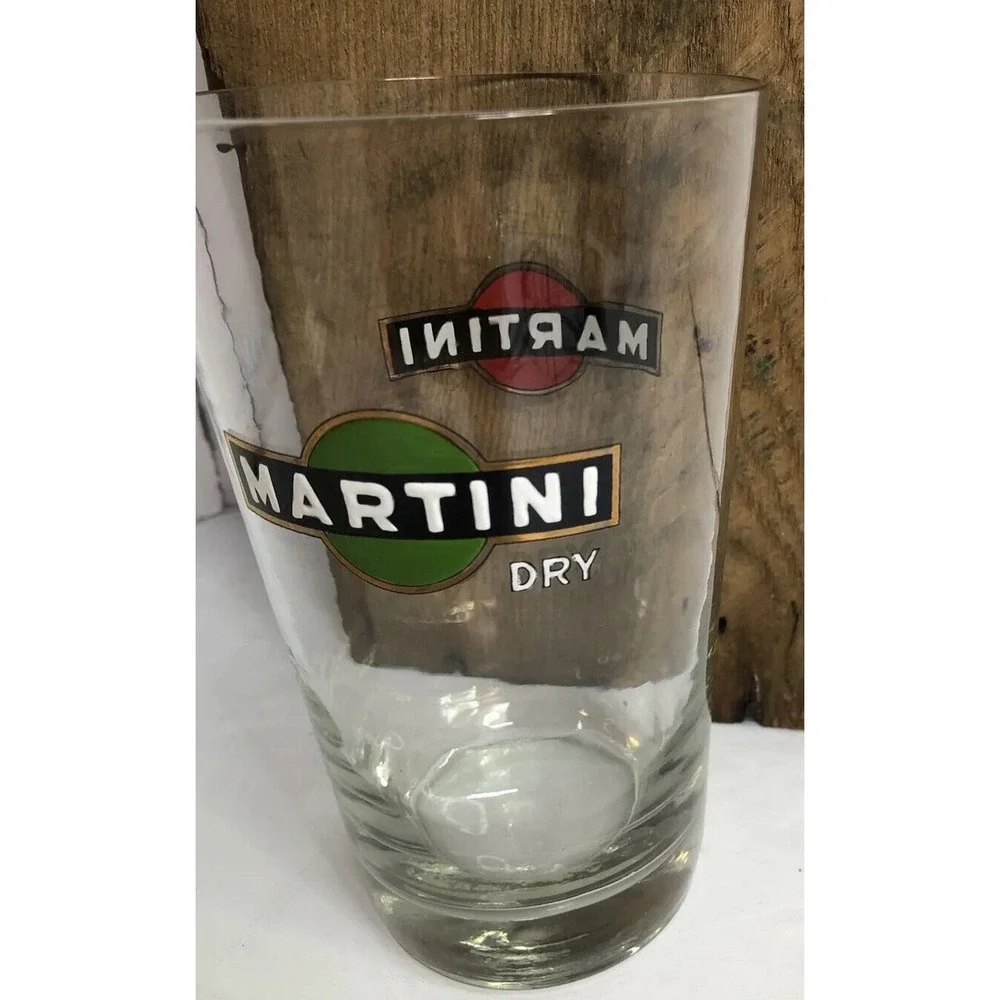 Martini Dry Glass Large Cocktail Enamel Vintage 6.5